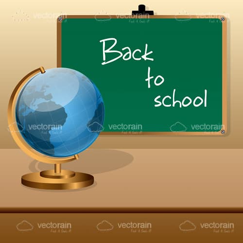 Green Chalkboard and Blue Globe with Sample Text